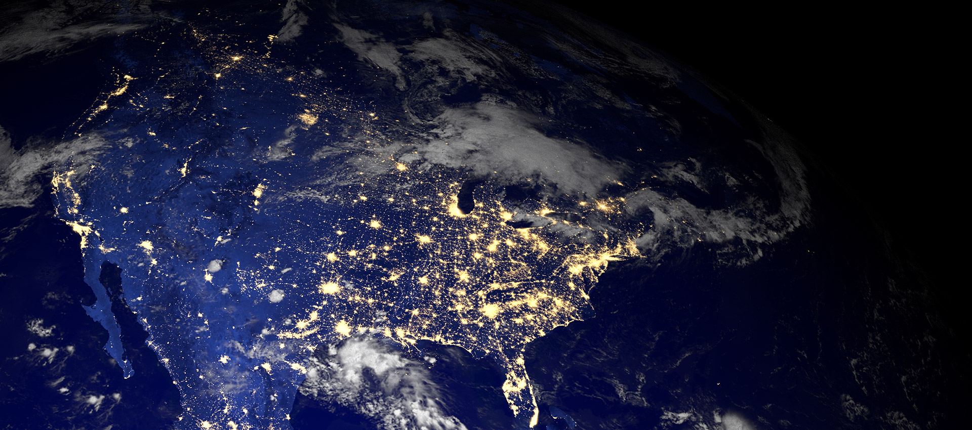 The United States at night, seen from space