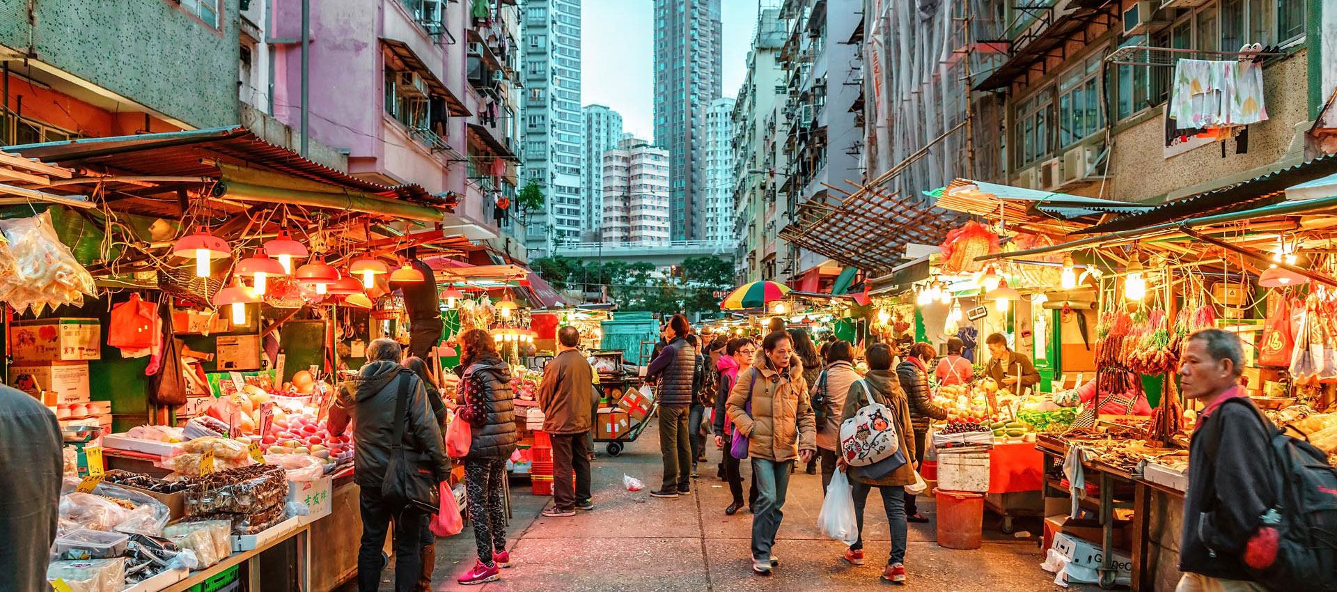 A busy street market