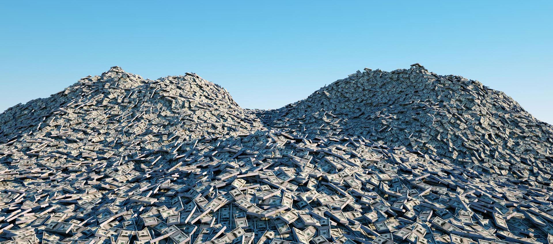 Mountains made of banknotes